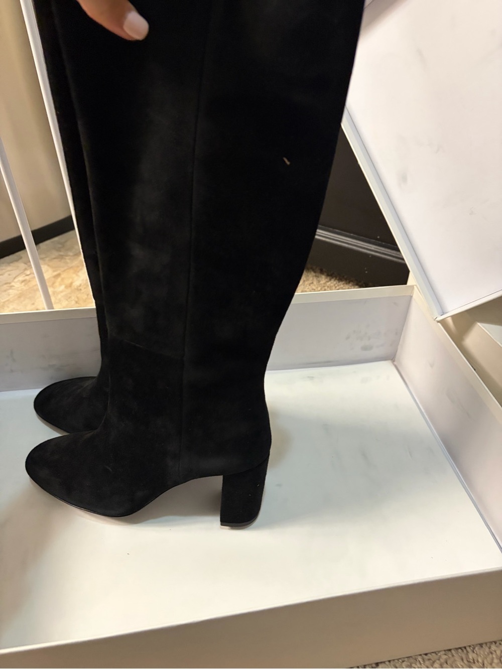 NEW Quince Italian Suede block heel boot Size 7 - Picture 6 of 8